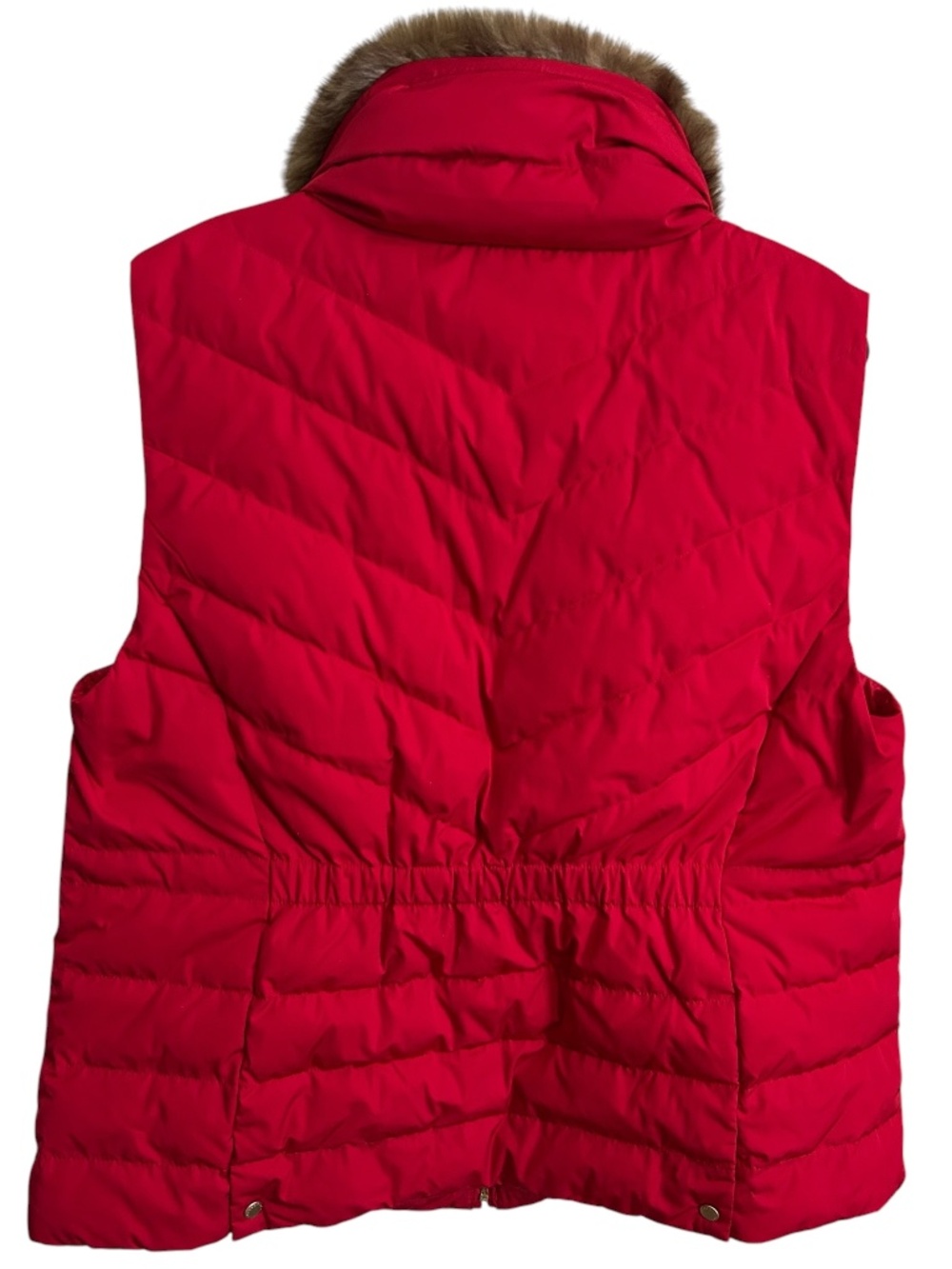 Talbots Faux Fur Collar Down Puffer Vest In Red Size 2XL NWT Full Zipper - Picture 4 of 11